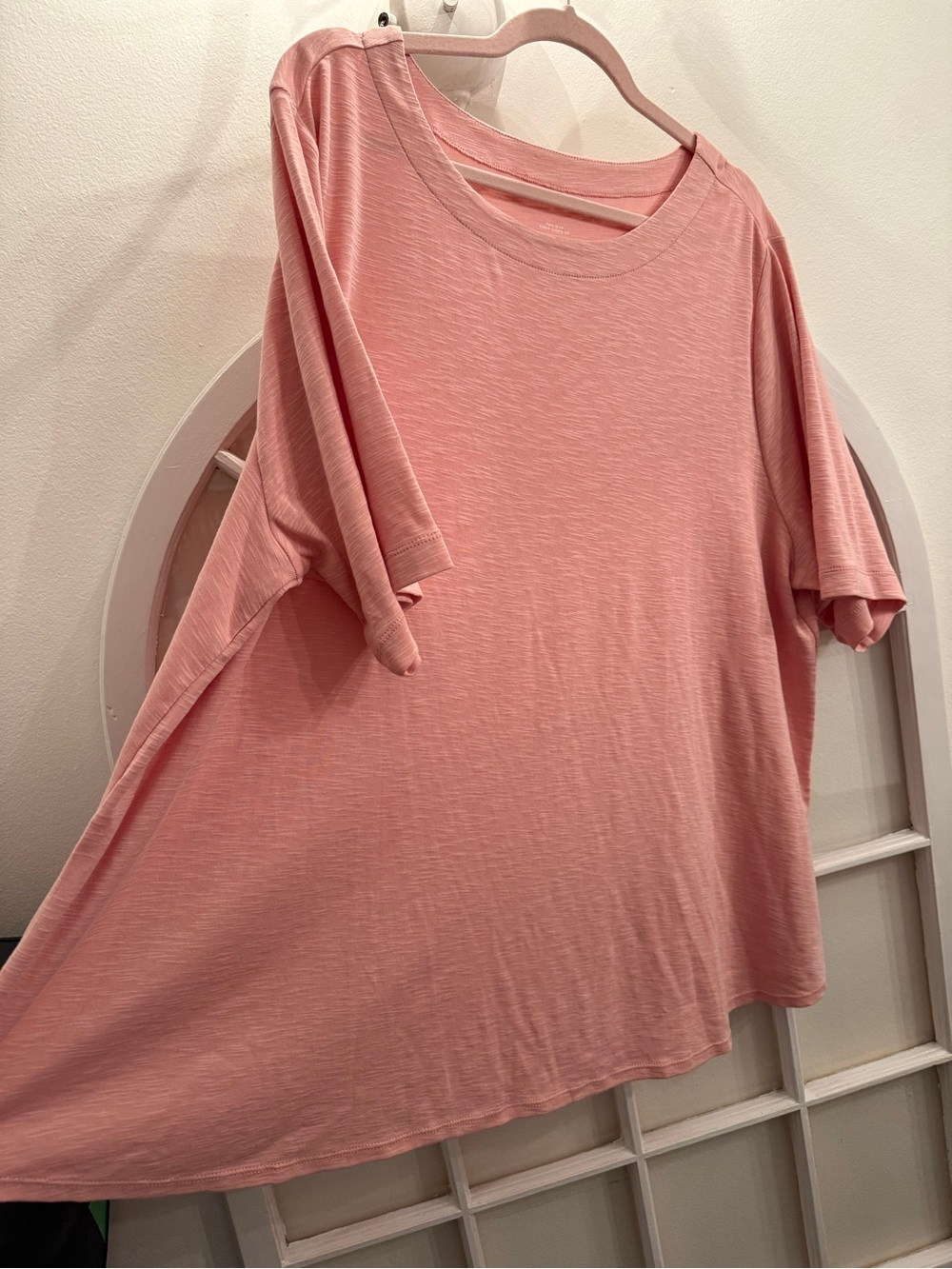 J. Jill Pima-Slub Elbow-Sleeve Tee in Salmon Pink - 100% Pima Cotton - Size 3X